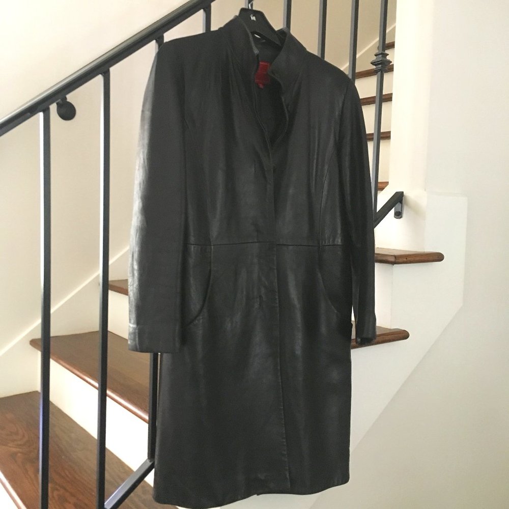 Vintage Cole Haan Leather Car Coat
